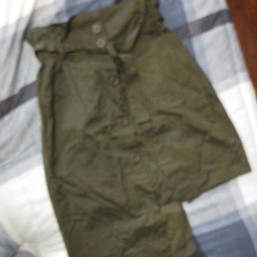A4 Cristina Lei XS Green Asymmetrical Skirt With Paperbag Waist